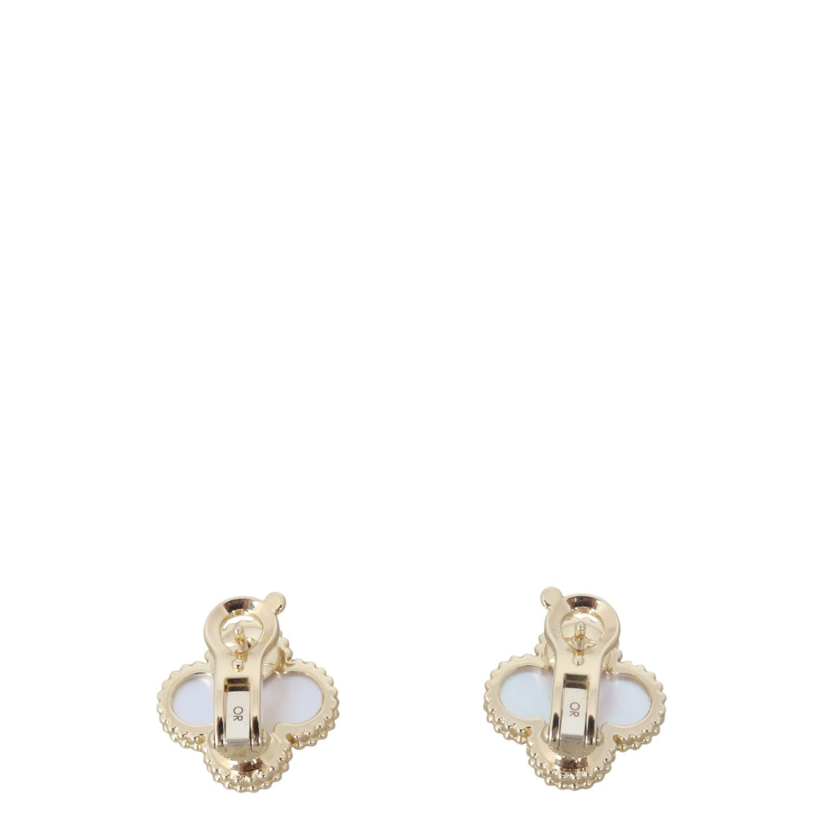 Van Cleef & Arpels Vintage Alhambra Mother of Pearl 18k Yellow Gold Earrings