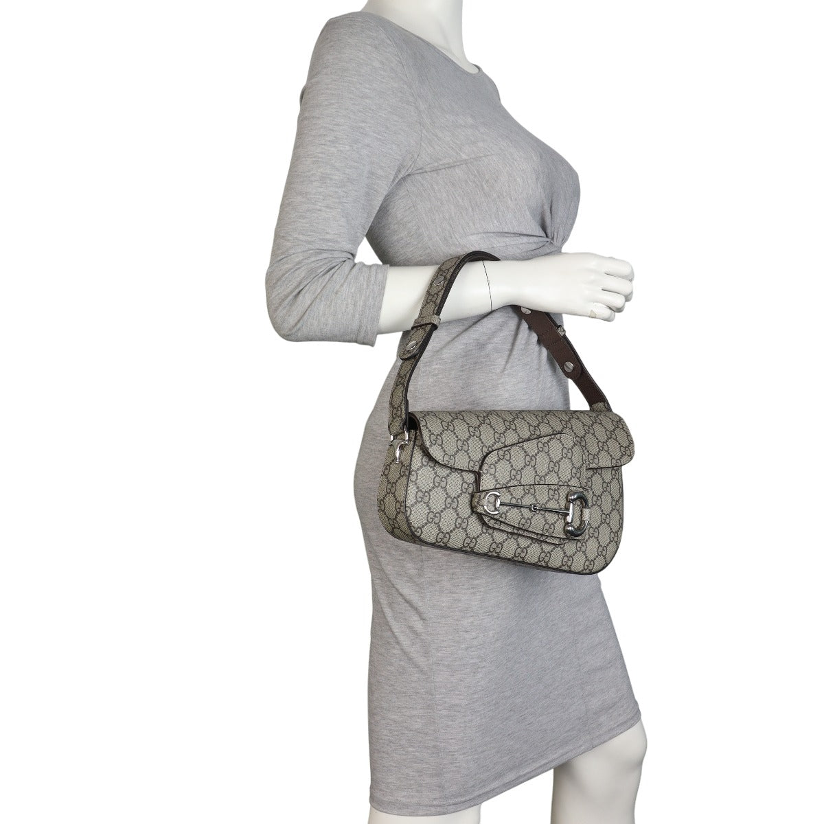 Gucci GG Supreme Horsebit 1955 Asymmetric Shoulder Bag