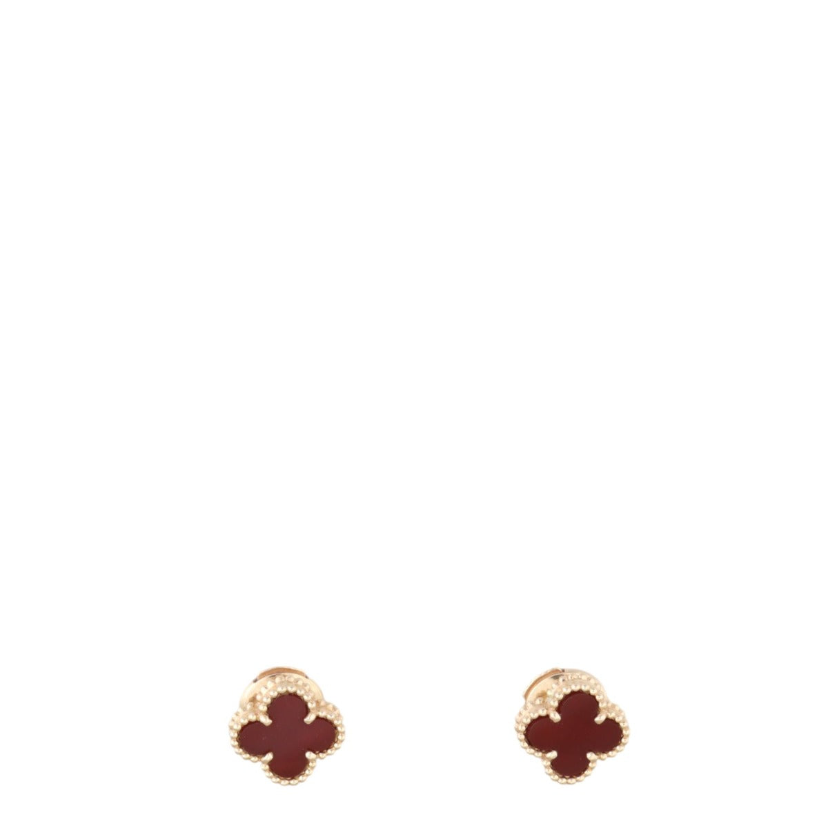 Van Cleef & Arpels Sweet Alhambra Carnelian 18k Rose Gold Earrings