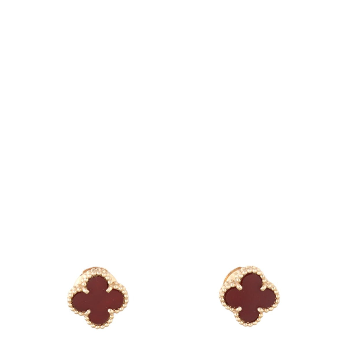 Van Cleef & Arpels Sweet Alhambra Carnelian 18k Rose Gold Earrings