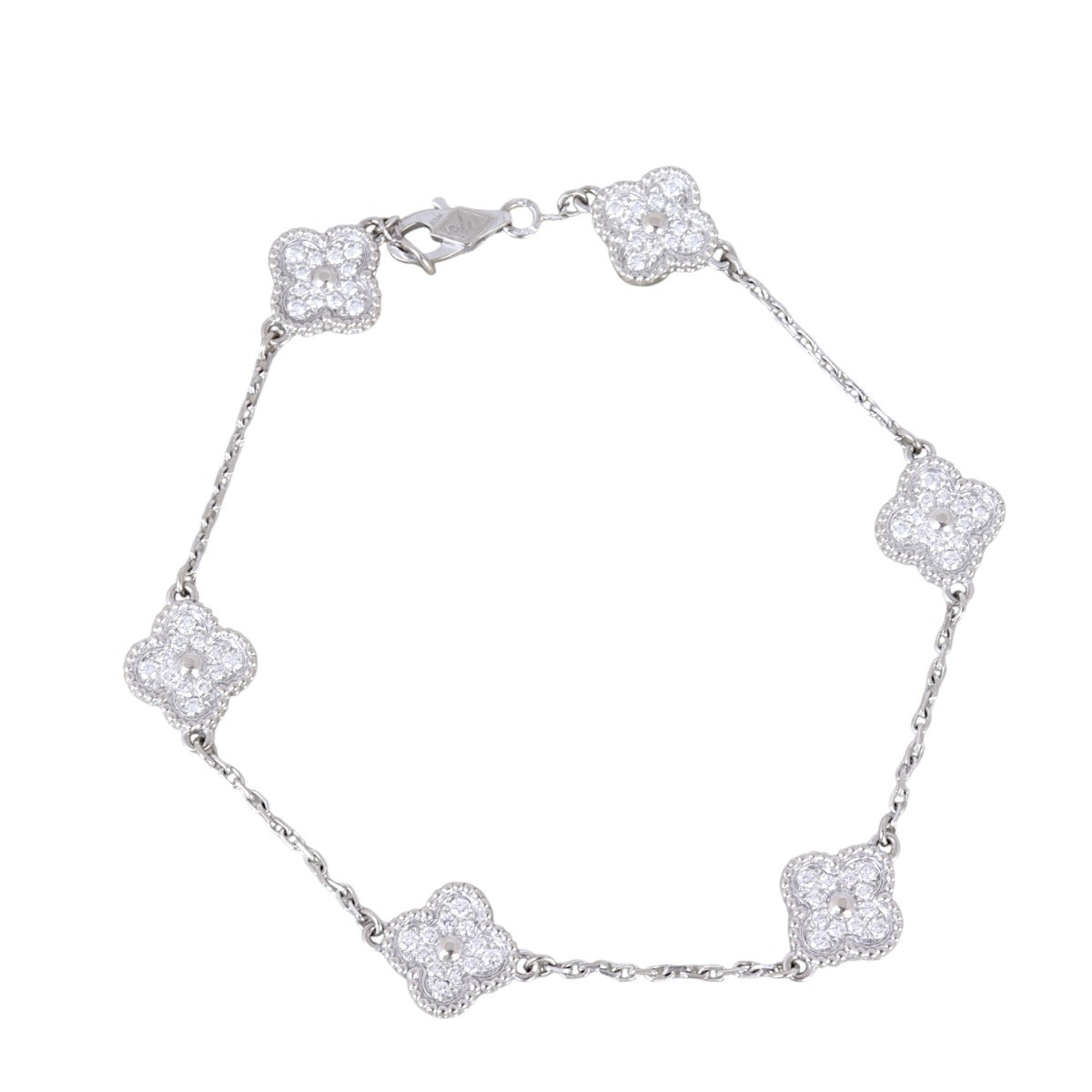 Van Cleef & Arpels Sweet Alhambra 6 Motif Diamond 18k White Gold Bracelet