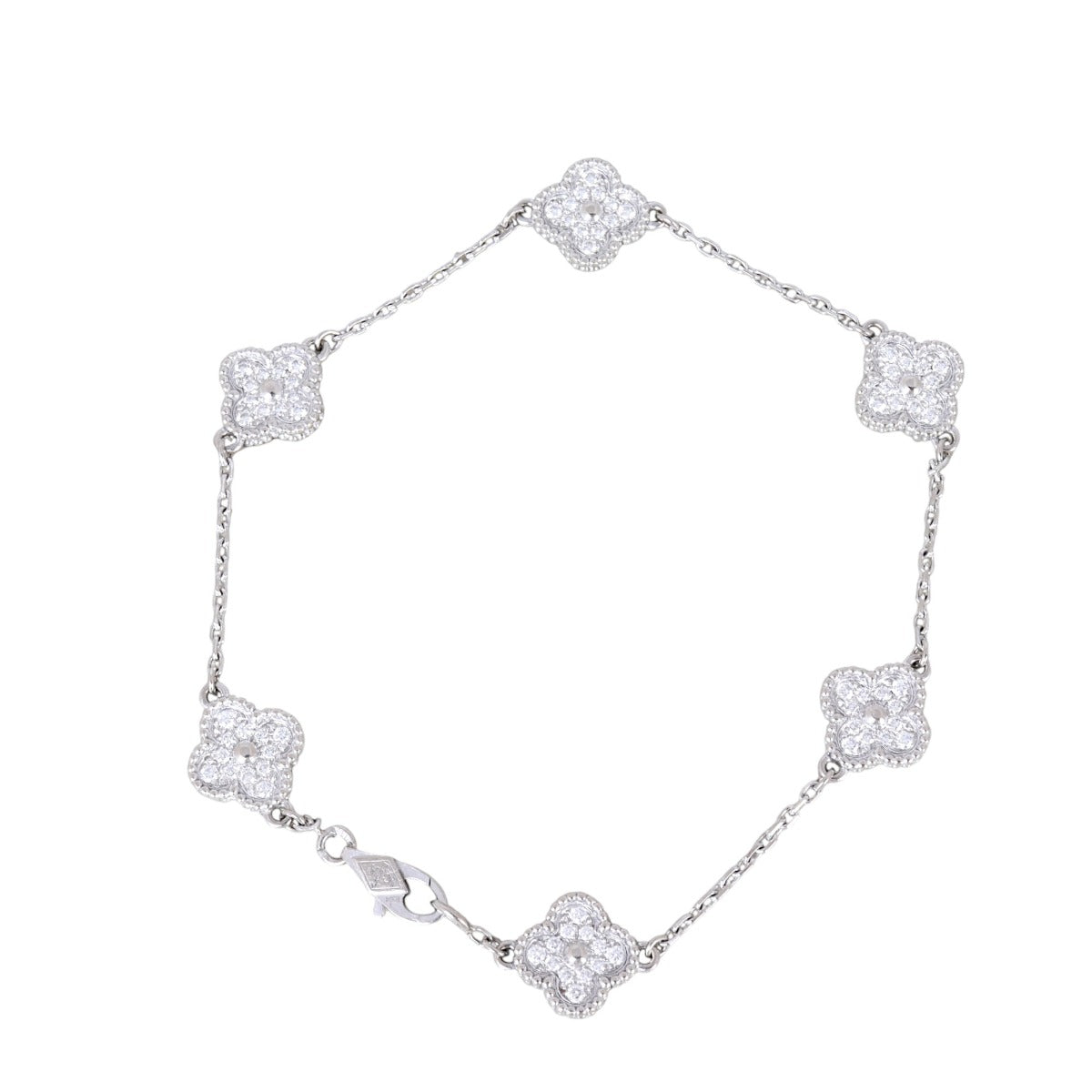 Van Cleef & Arpels Sweet Alhambra 6 Motif Diamond 18k White Gold Bracelet