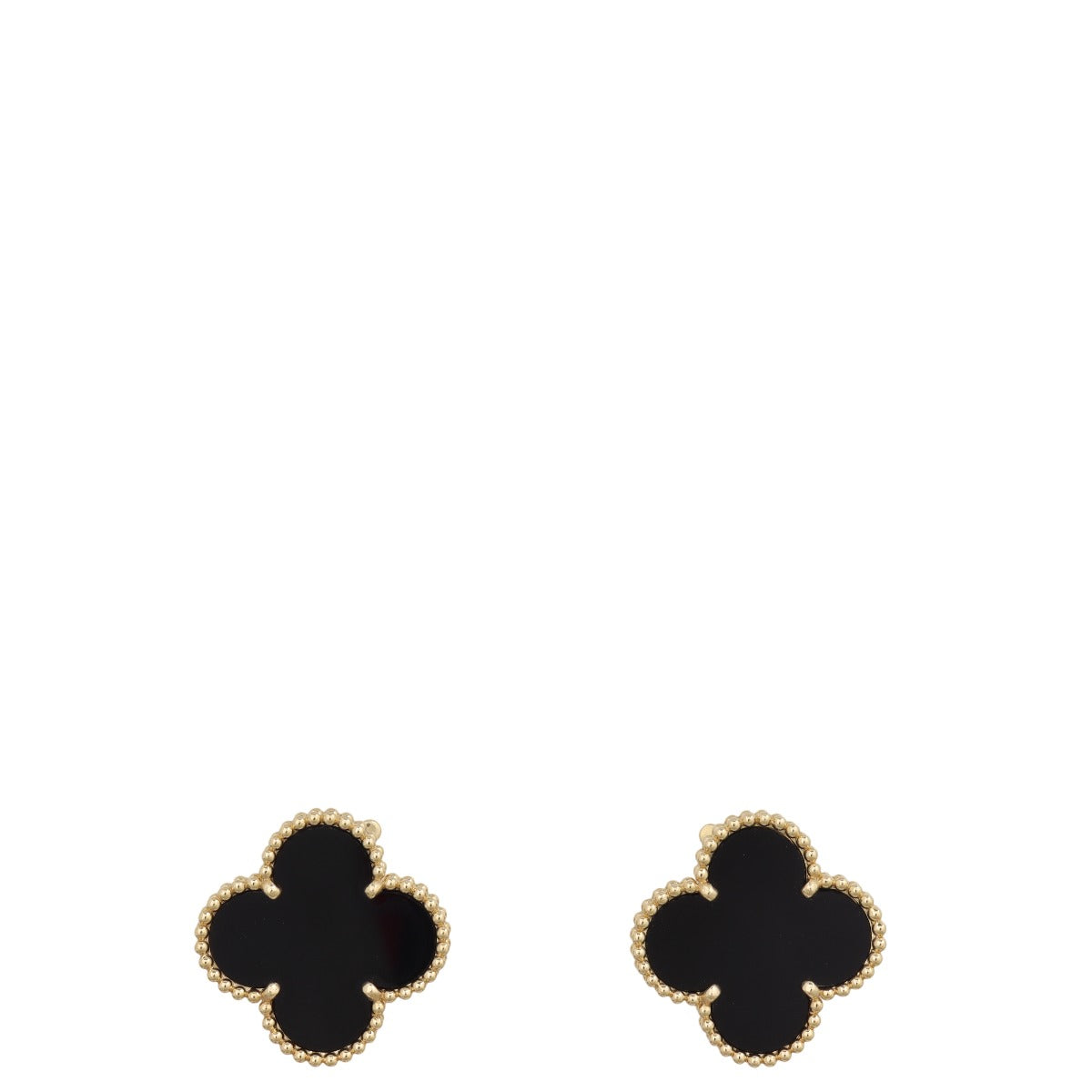 Van Cleef & Arpels Magic Alhambra Onyx 18k Yellow Gold Earrings