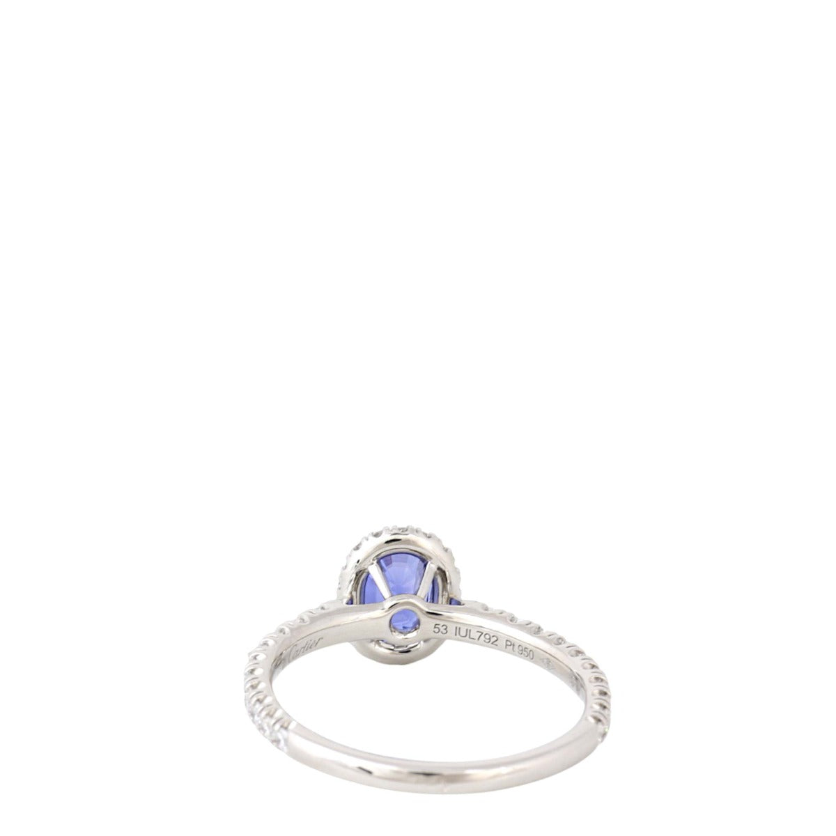 Cartier Destinee Solitaire Oval Cut Sapphire Diamond Paved Platinum Ring