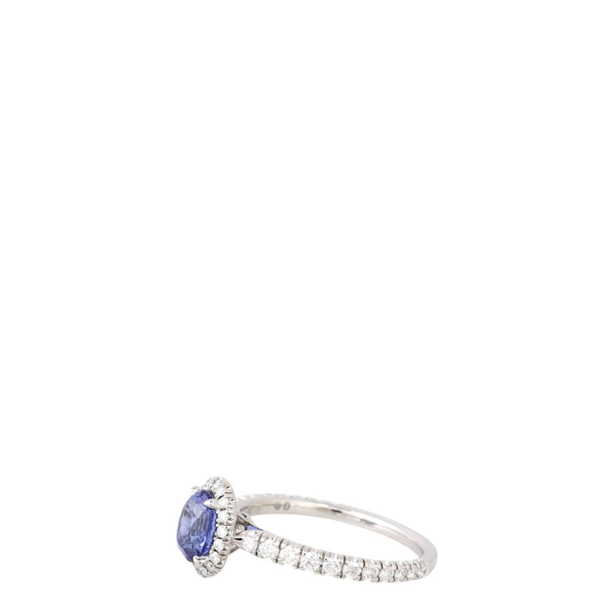 Cartier Destinee Solitaire Oval Cut Sapphire Diamond Paved Platinum Ring