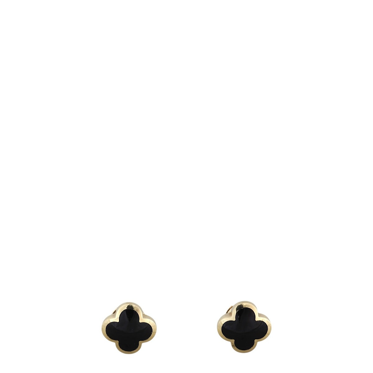 Van Cleef & Arpels Pure Alhambra Onyx 18k Yellow Gold Stud Earrings