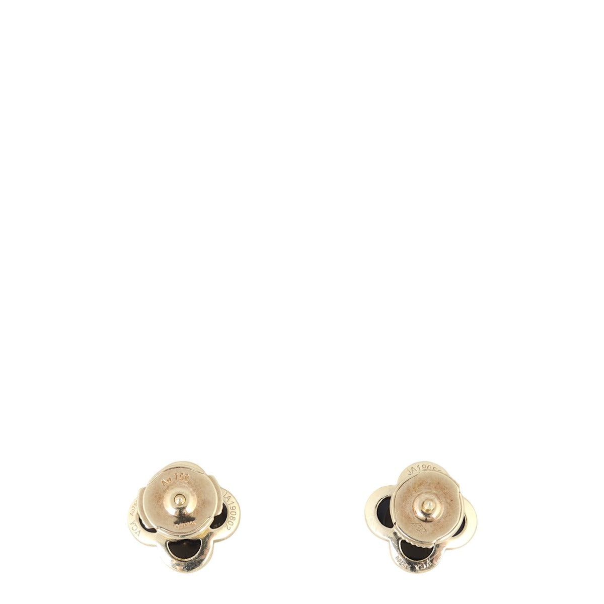 Van Cleef & Arpels Pure Alhambra Onyx 18k Yellow Gold Stud Earrings