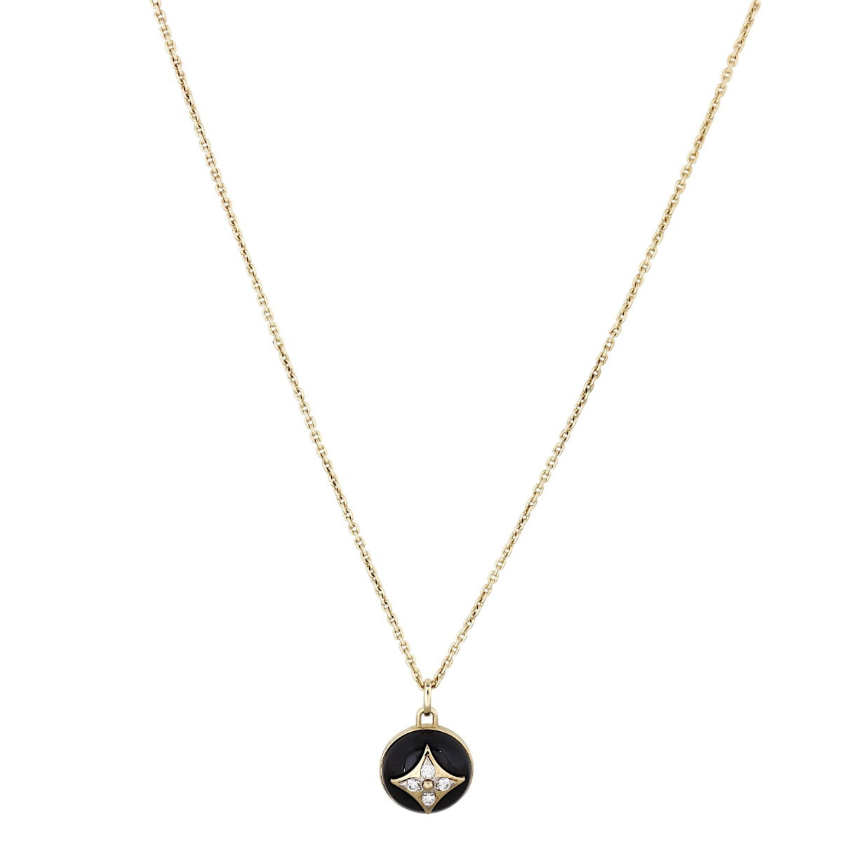 Louis Vuitton Color Blossom Onyx Diamond 18k Yellow Gold Pendant Necklace
