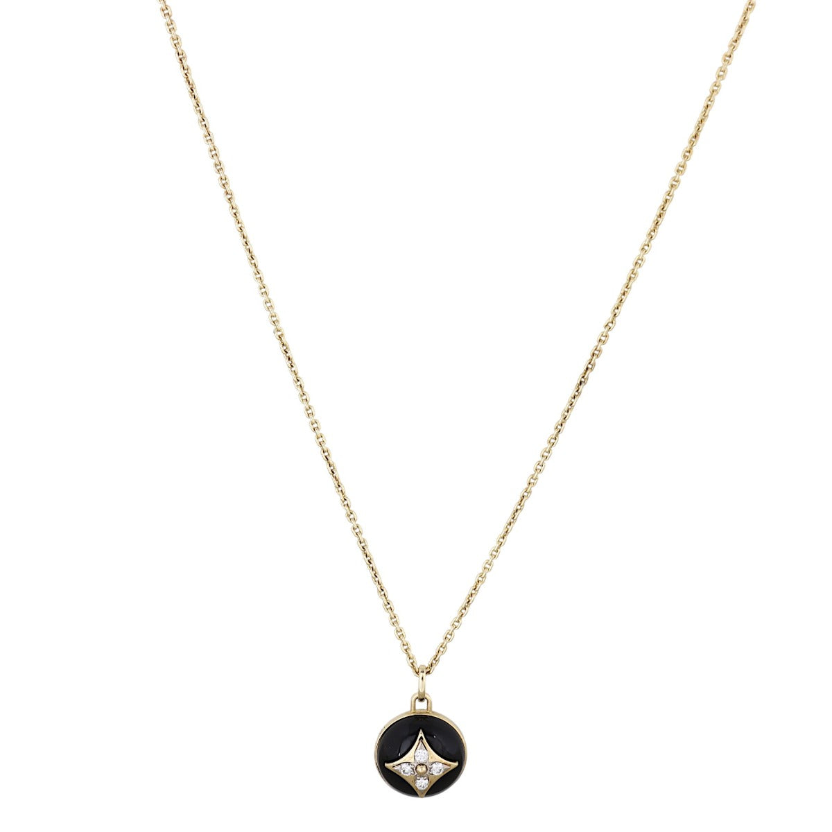 Louis Vuitton Color Blossom Onyx Diamond 18k Yellow Gold Pendant Necklace