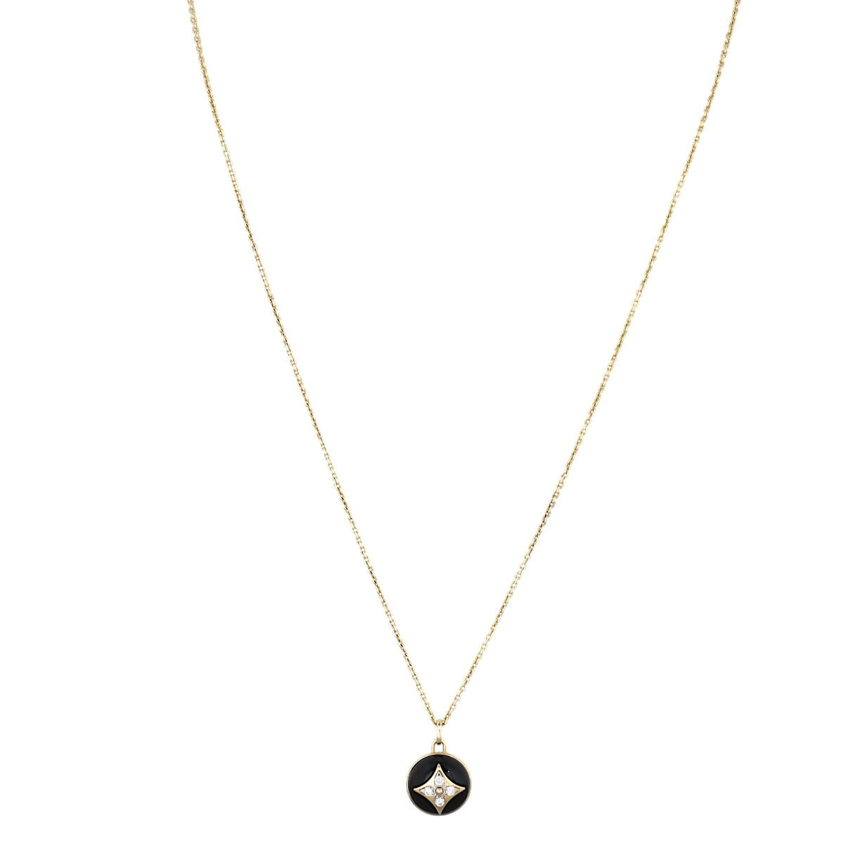 Louis Vuitton Color Blossom Onyx Diamond 18k Yellow Gold Pendant Necklace