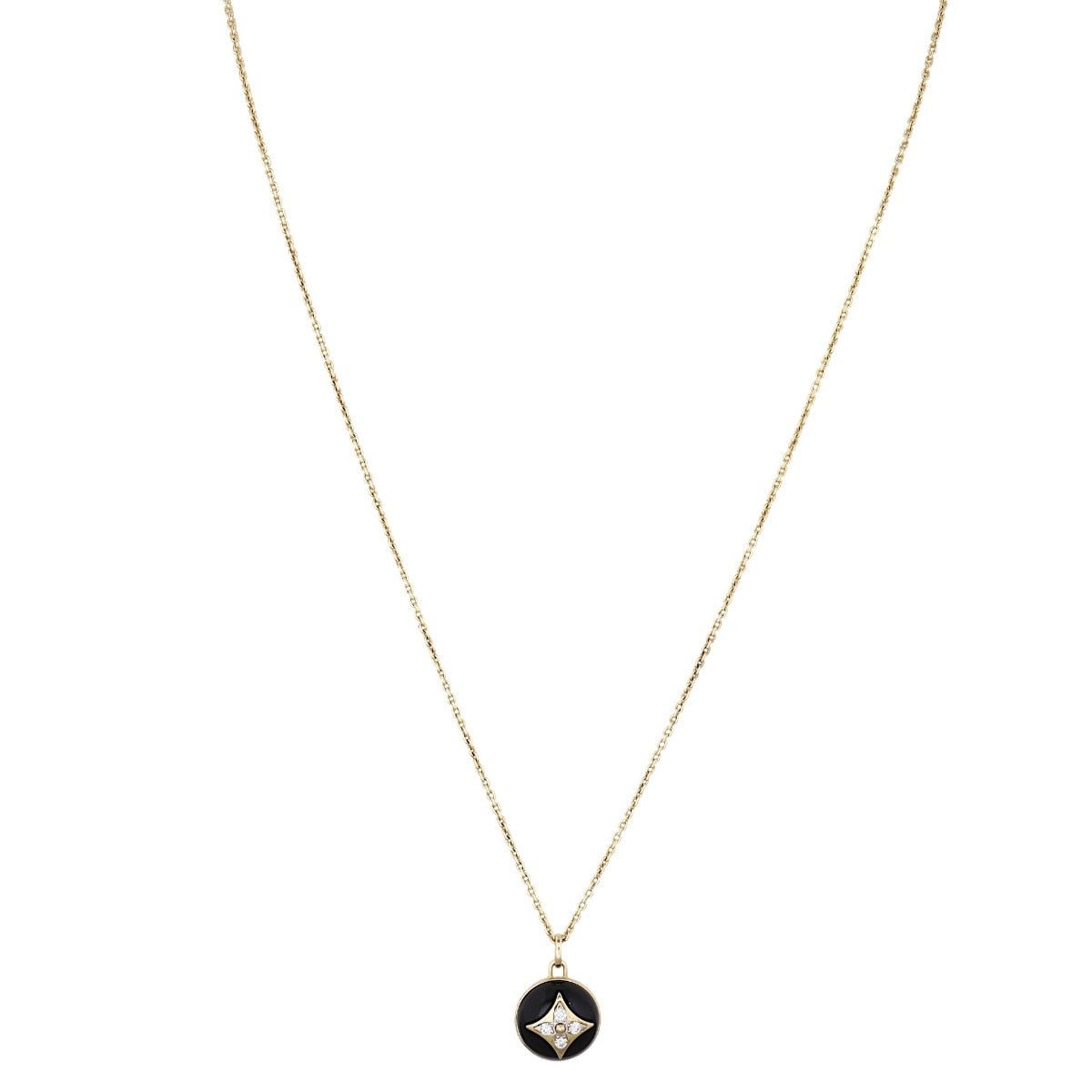 Louis Vuitton Color Blossom Onyx Diamond 18k Yellow Gold Pendant Necklace