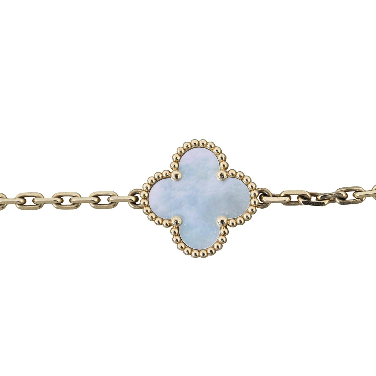 Van Cleef & Arpels Vintage Alhambra 5 Motif Mother of Pearl 18k Yellow Gold Bracelet