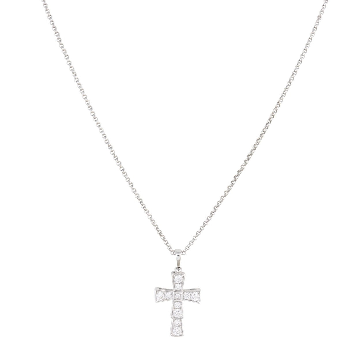 Bvlgari Serpenti Cross Diamond 18k White Gold Necklace