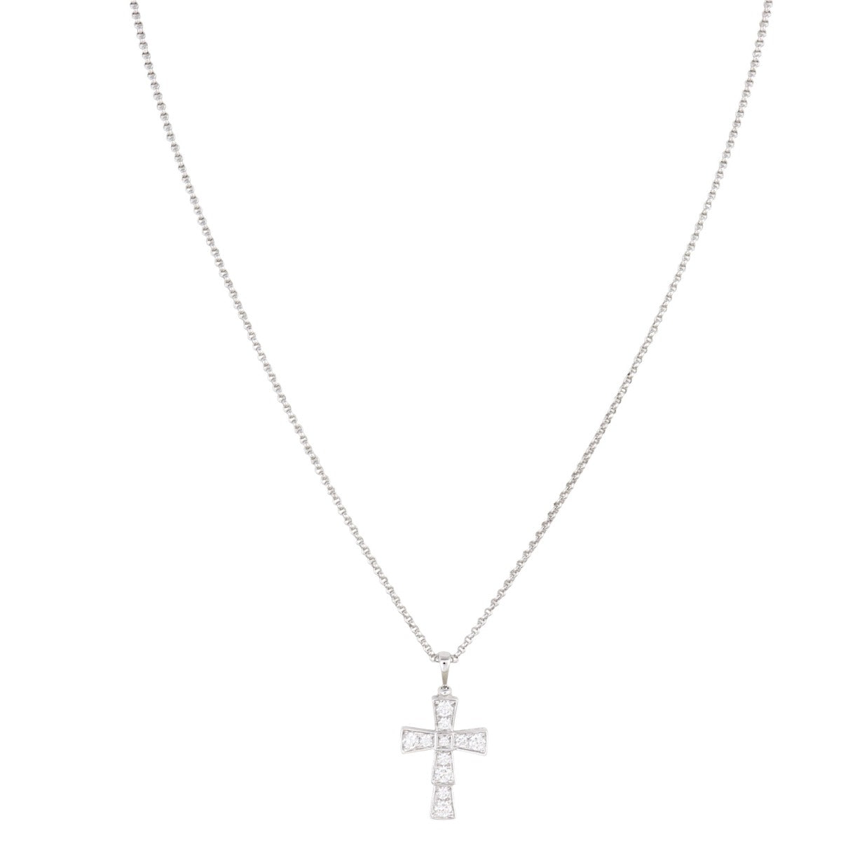 Bvlgari Serpenti Cross Diamond 18k White Gold Necklace