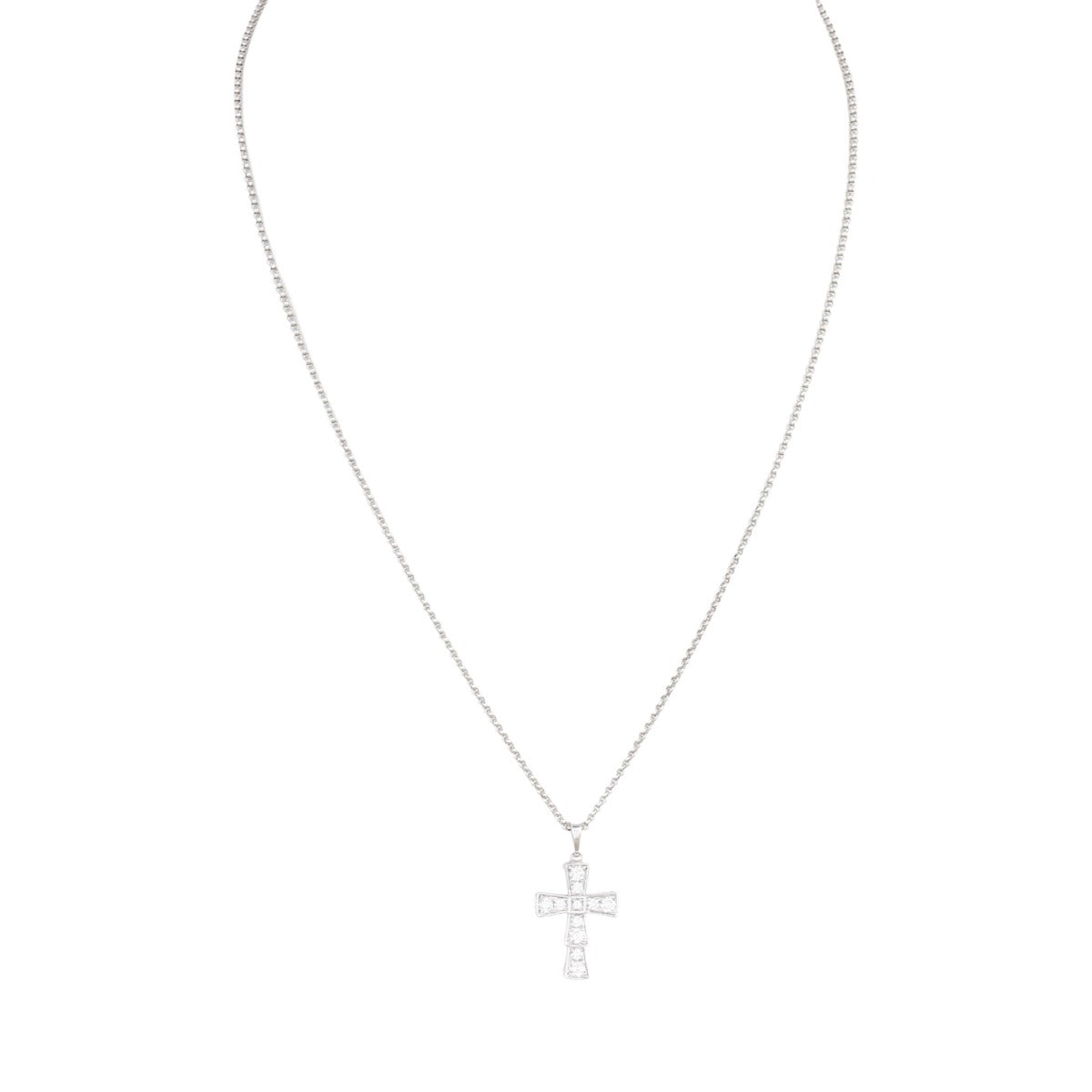 Bvlgari Serpenti Cross Diamond 18k White Gold Necklace