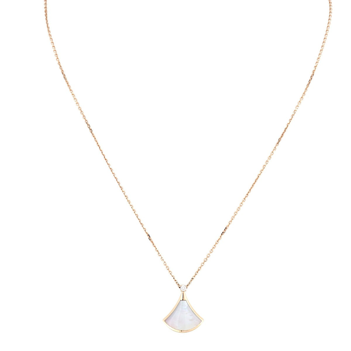 Bvlgari Diva's Dream 18k Rose Gold Diamond Mother of Pearl Pendant Necklace