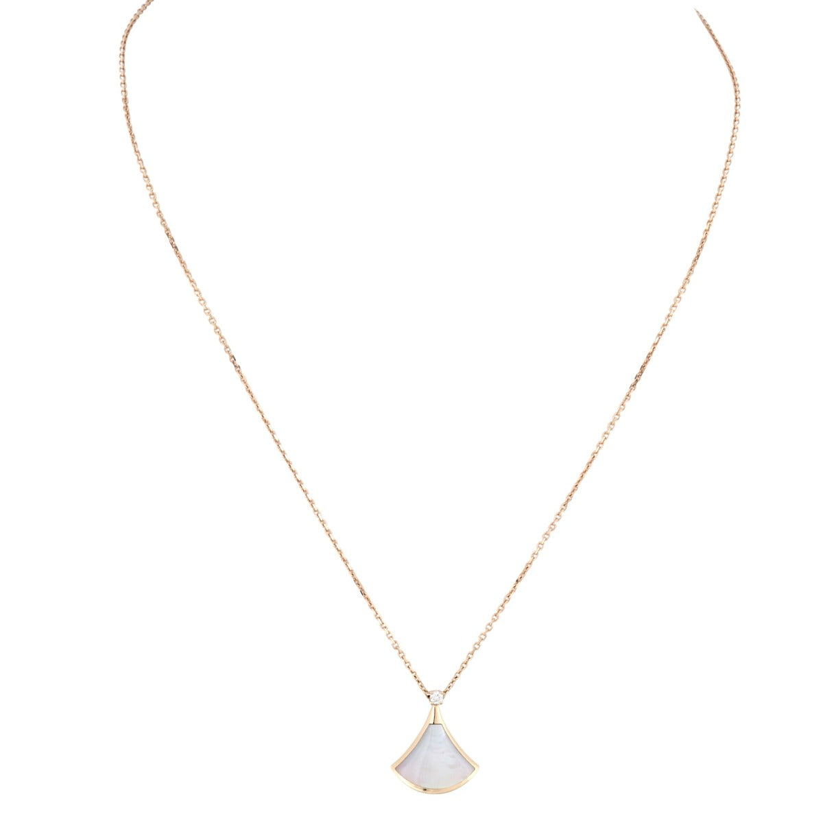 Bvlgari Diva's Dream 18k Rose Gold Diamond Mother of Pearl Pendant Necklace