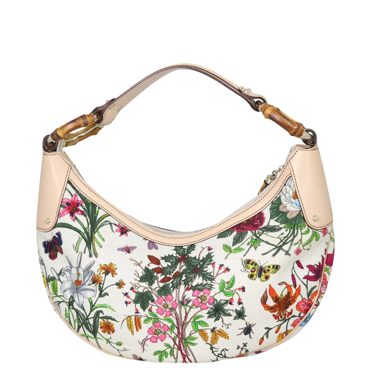 Gucci Flora Bamboo Ring Hobo Back
