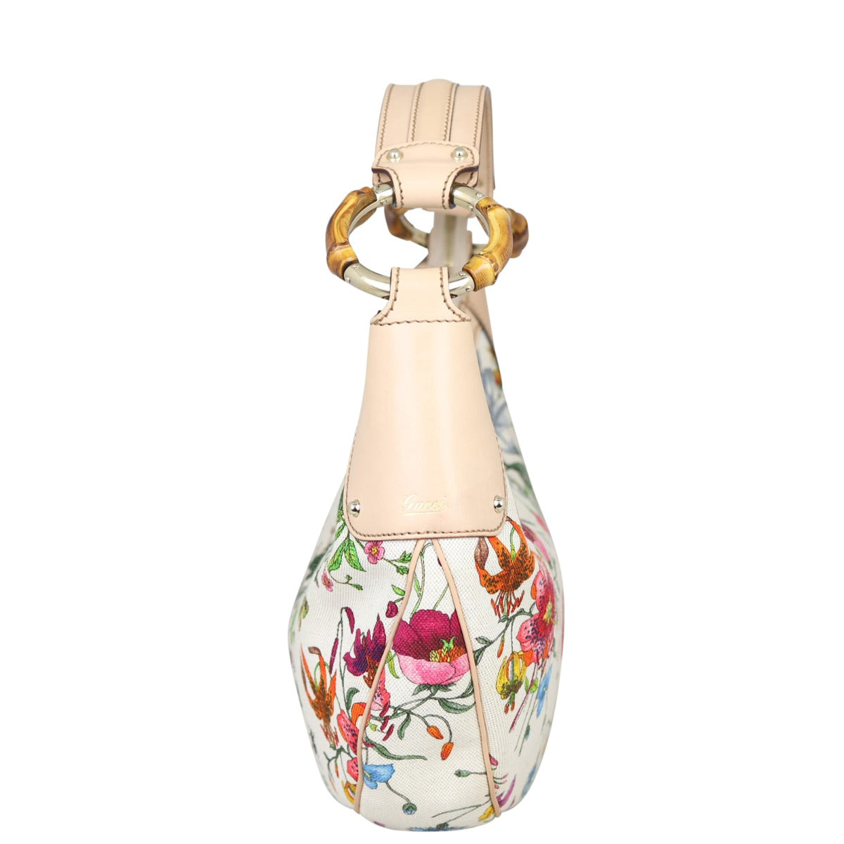 Gucci Flora Bamboo Ring Hobo Side
