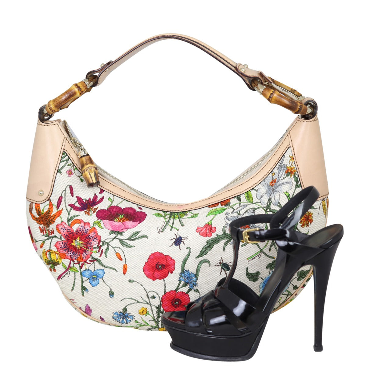 Gucci Flora Bamboo Ring Hobo Shoe
