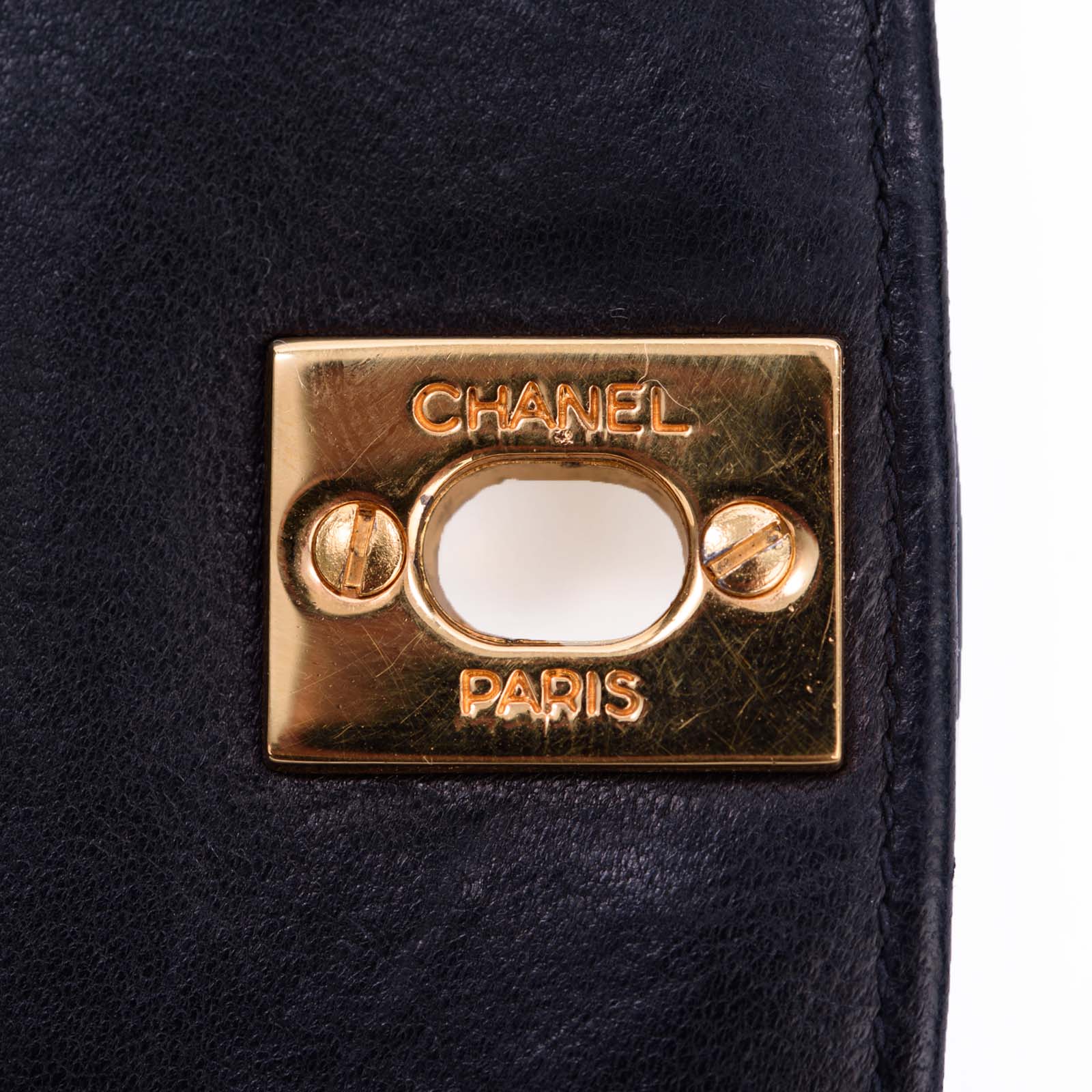 Chanel Quilted Diana Patent Flap Bag  Chanel Plate