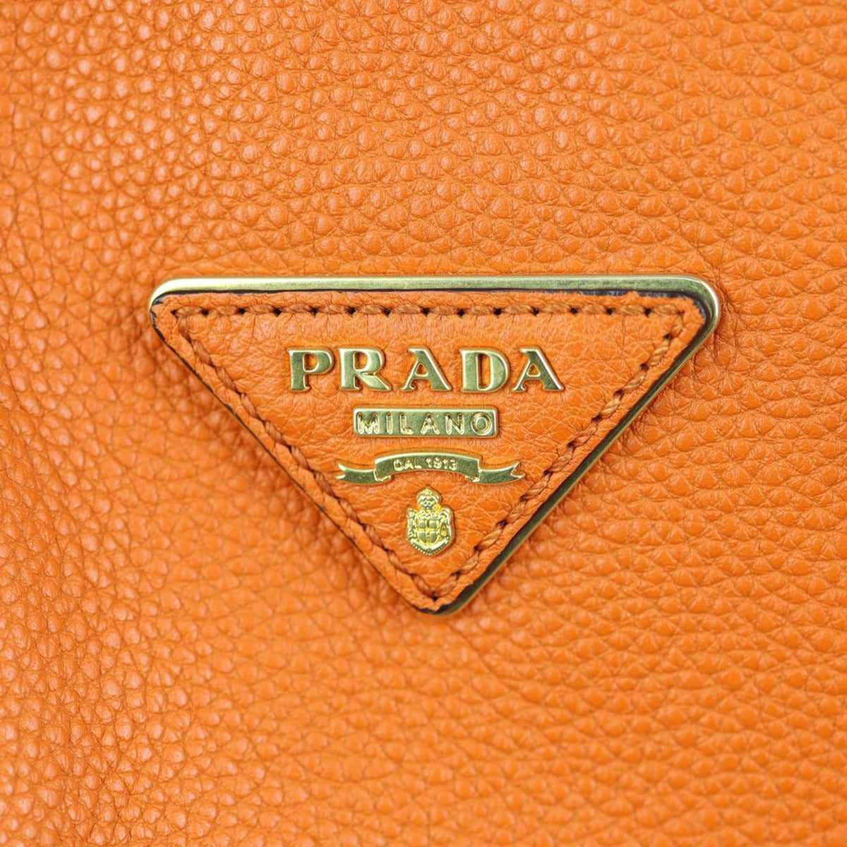 Prada Vitello Grain Shopping Tote (orange) Hardware
