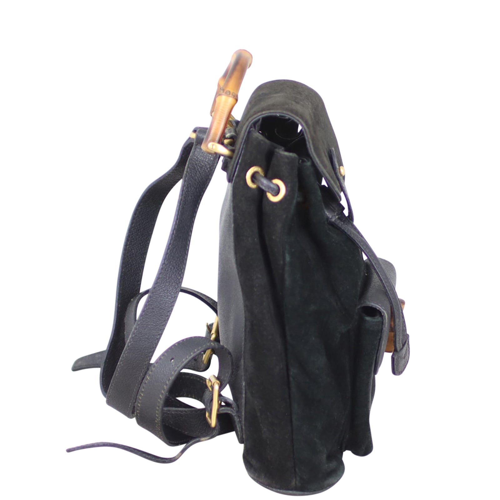 Gucci Bamboo Suede Backpack Side