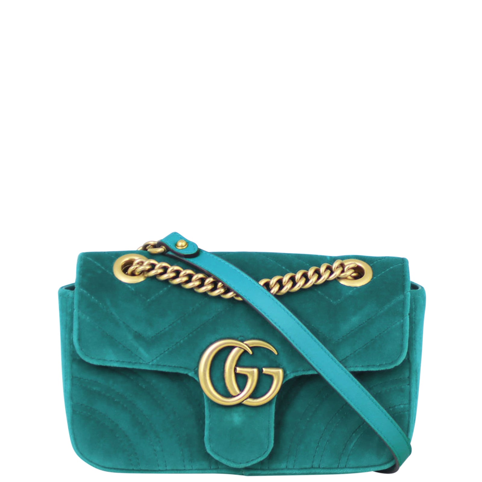 Gucci GG Marmont Velvet Mini Shoulder Bag Front