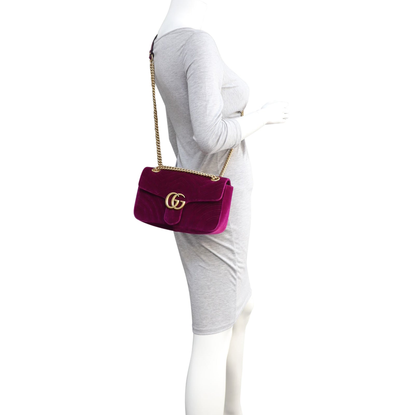 Gucci GG Marmont Velvet Small Shoulder Bag Mannequin