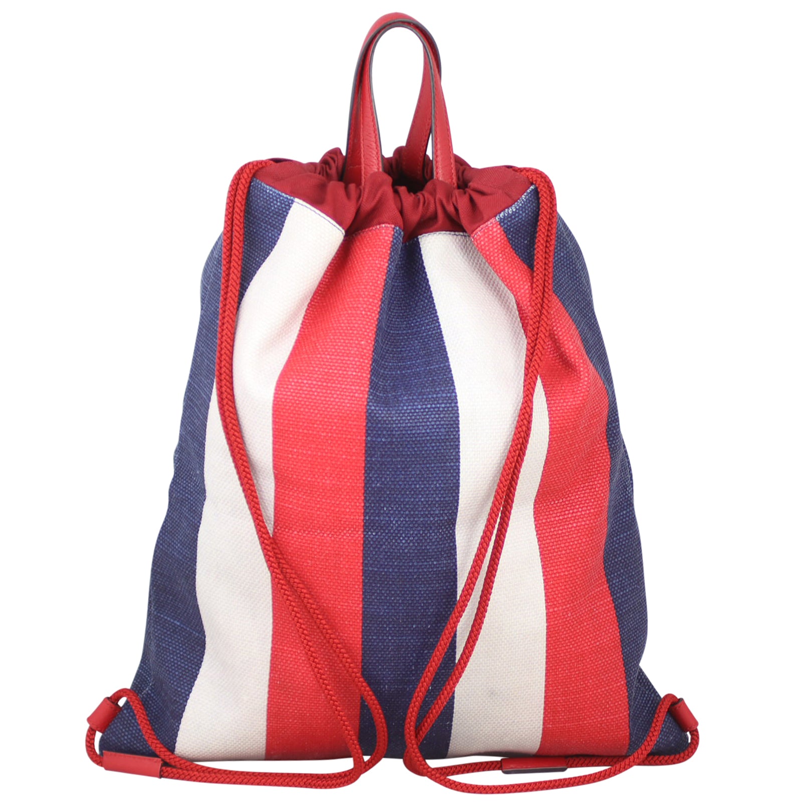 Gucci Striped Canvas Drawstring Backpack Back