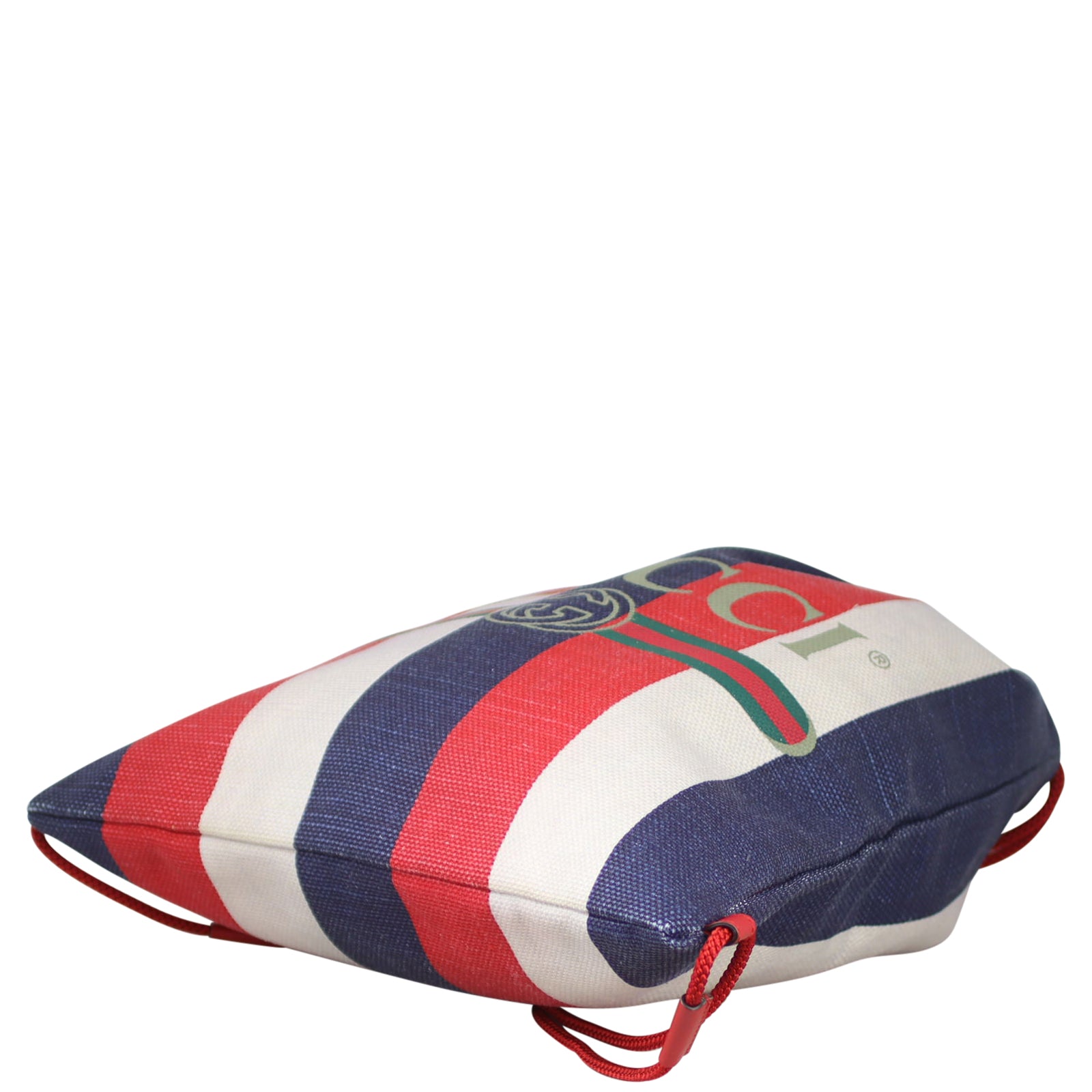 Gucci Striped Canvas Drawstring Backpack Corner