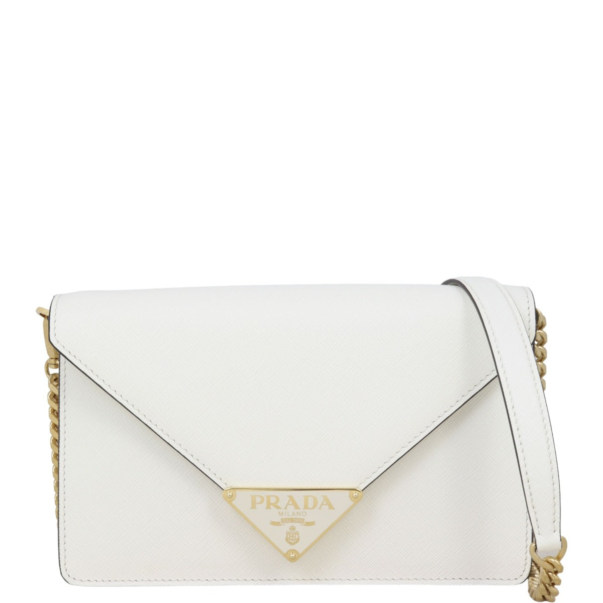 Prada Saffiano Triangle Logo Envelope Shoulder Bag