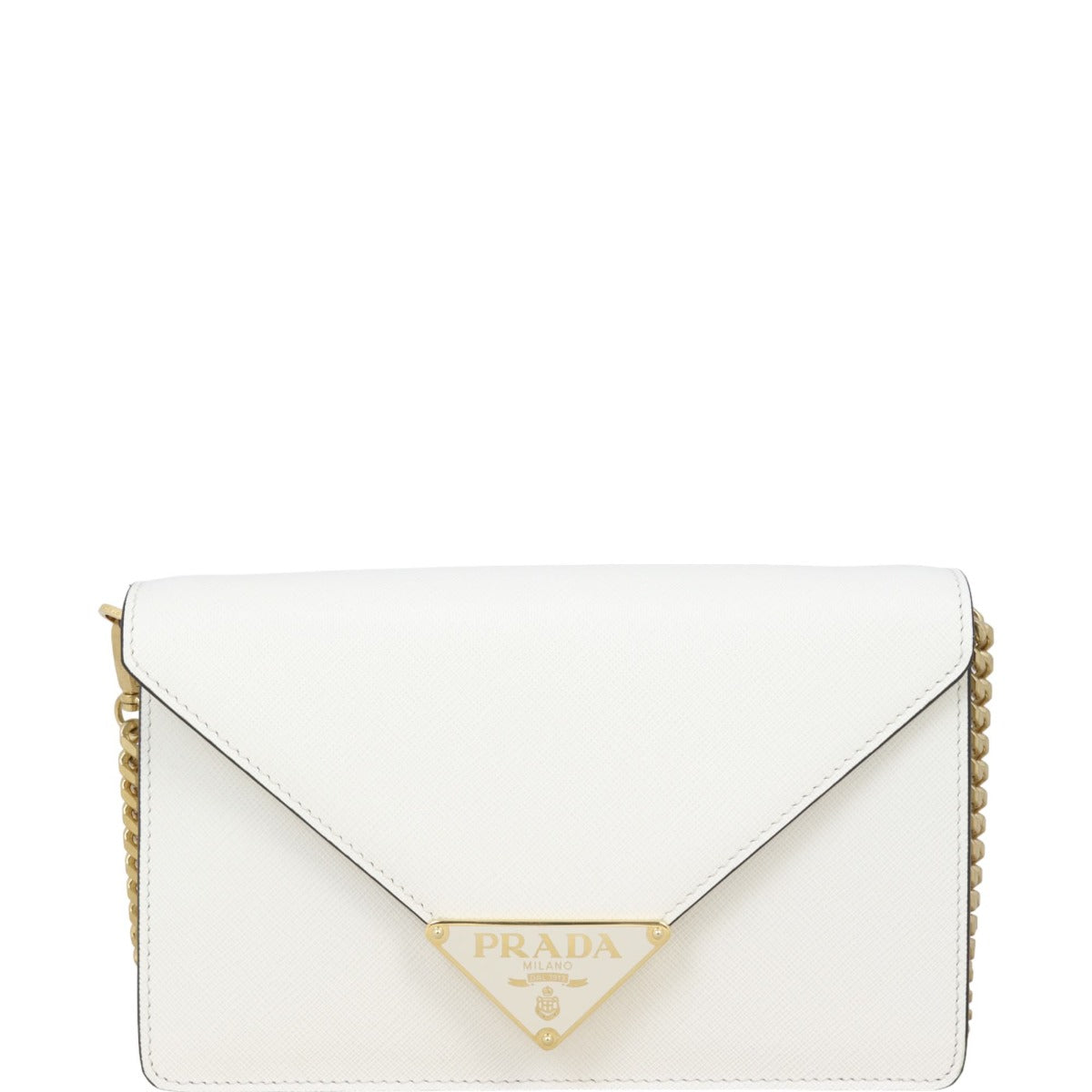 Prada Saffiano Triangle Logo Envelope Shoulder Bag