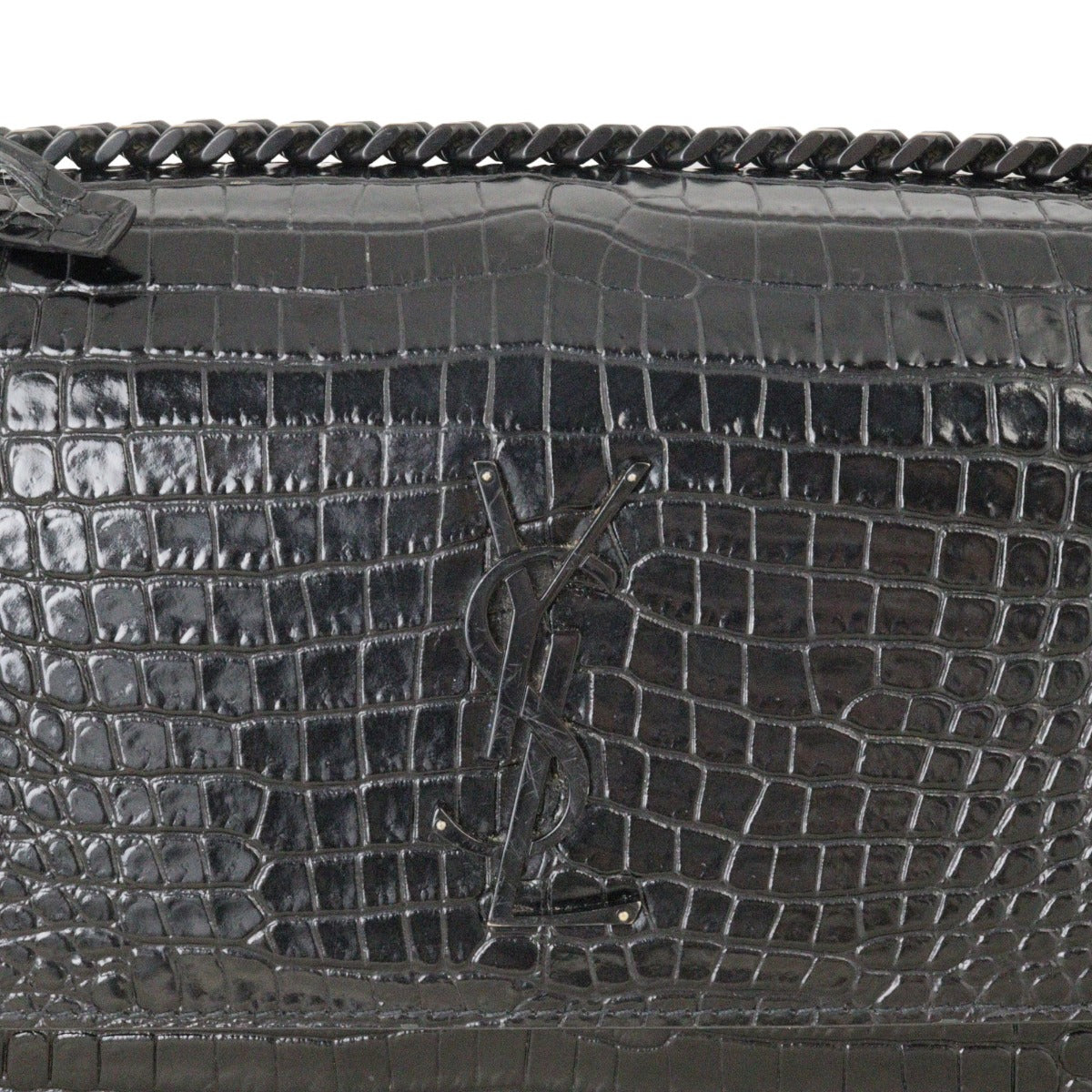 Saint Laurent Sunset Medium Croc-Embossed