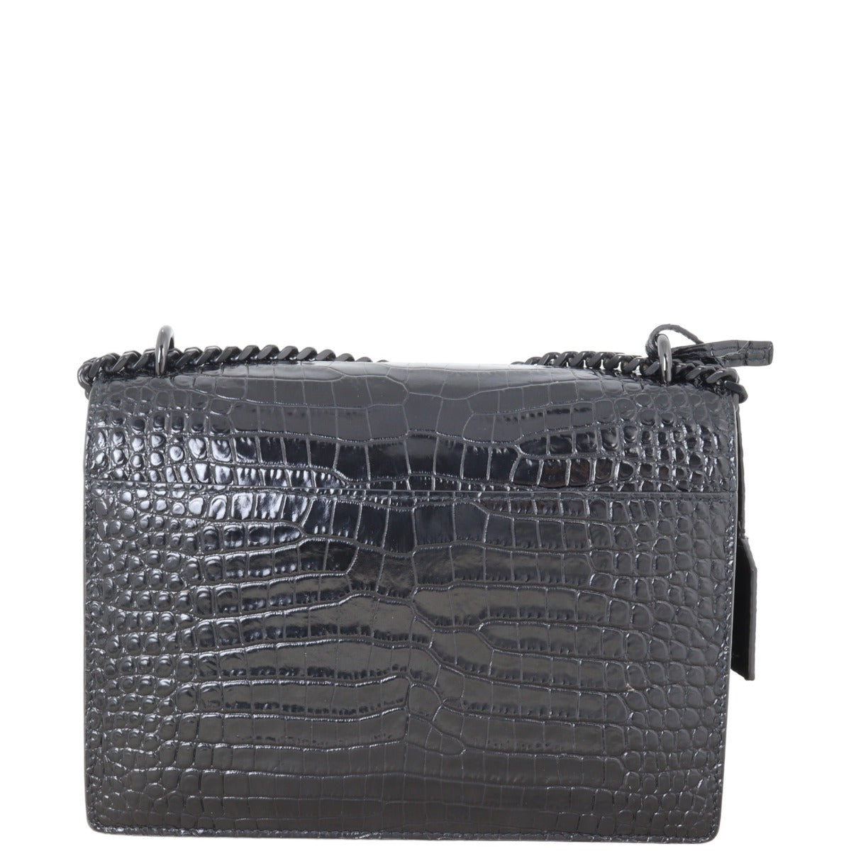 Saint Laurent Sunset Medium Croc-Embossed