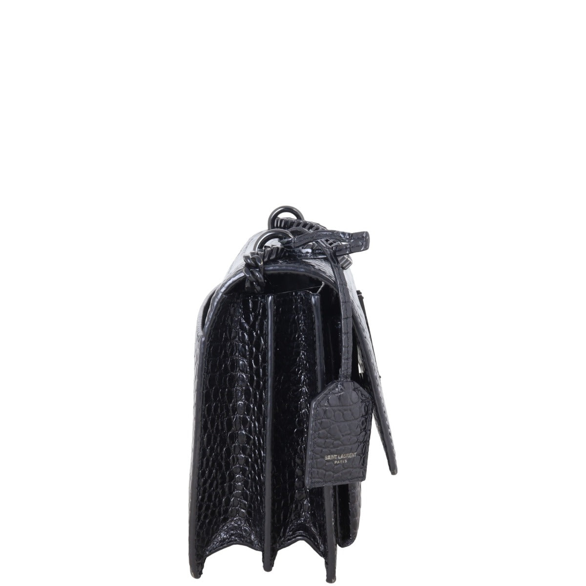 Saint Laurent Sunset Medium Croc-Embossed