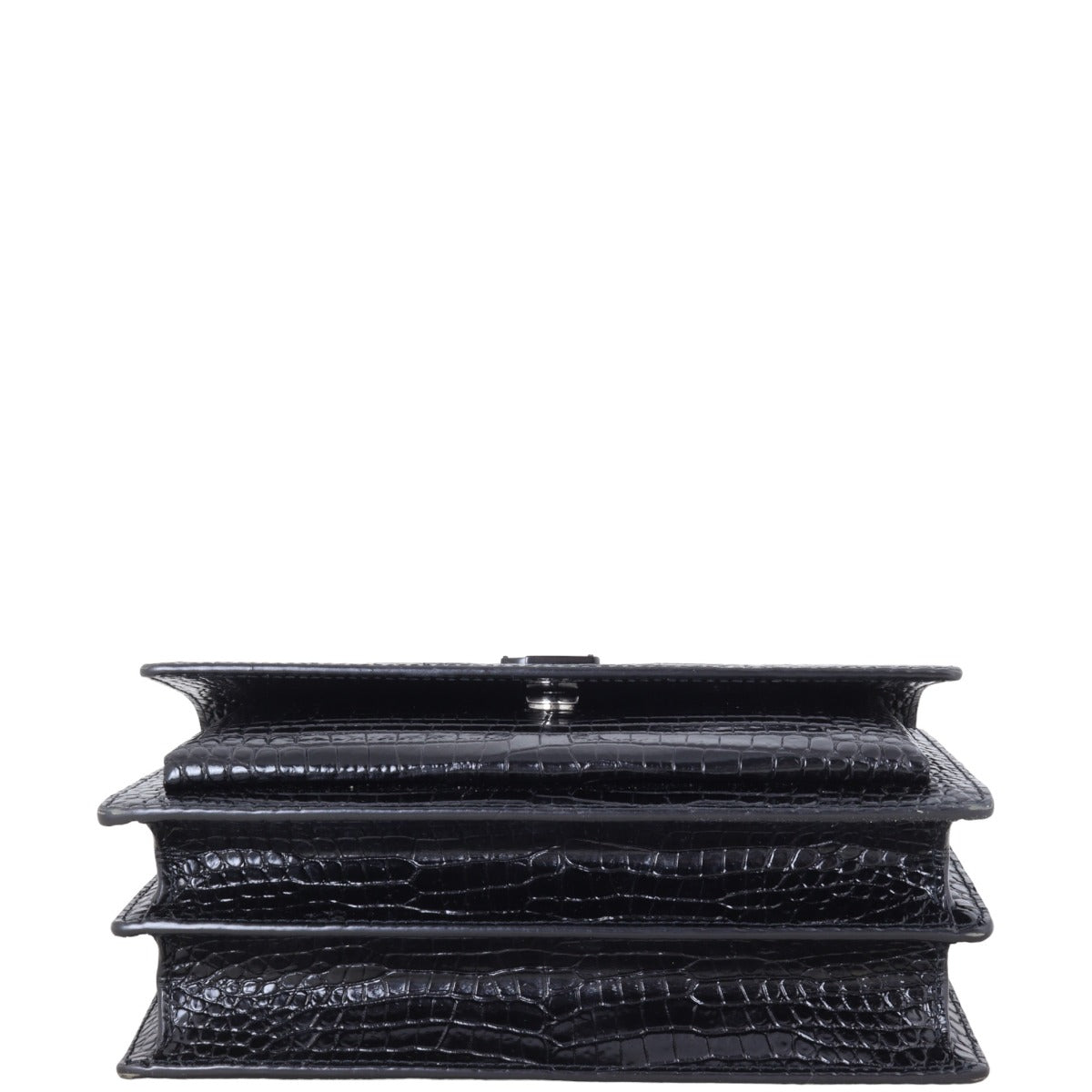 Saint Laurent Sunset Medium Croc-Embossed