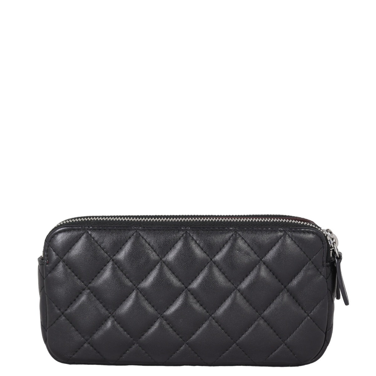 Chanel CC Double Zip Clutch with Chain | Black Lambskin