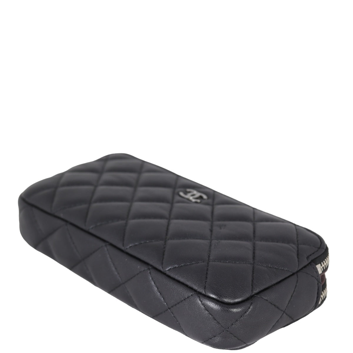 Chanel CC Double Zip Clutch with Chain | Black Lambskin