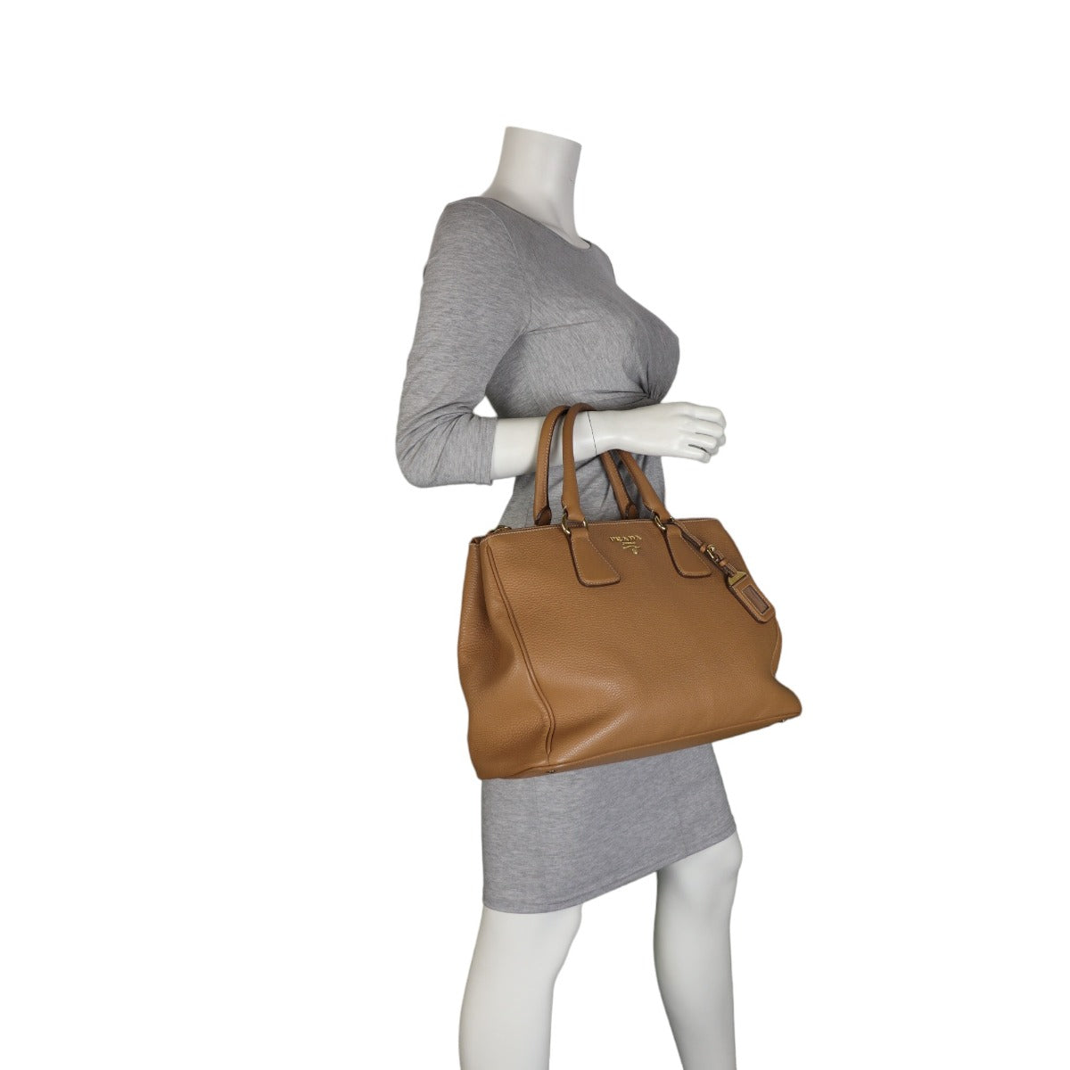 Prada Vitello Daino Double Zip Tote