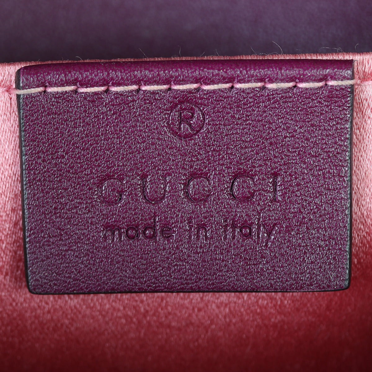Gucci GG Marmont Mini Velvet Shoulder Bag Interior Stamp