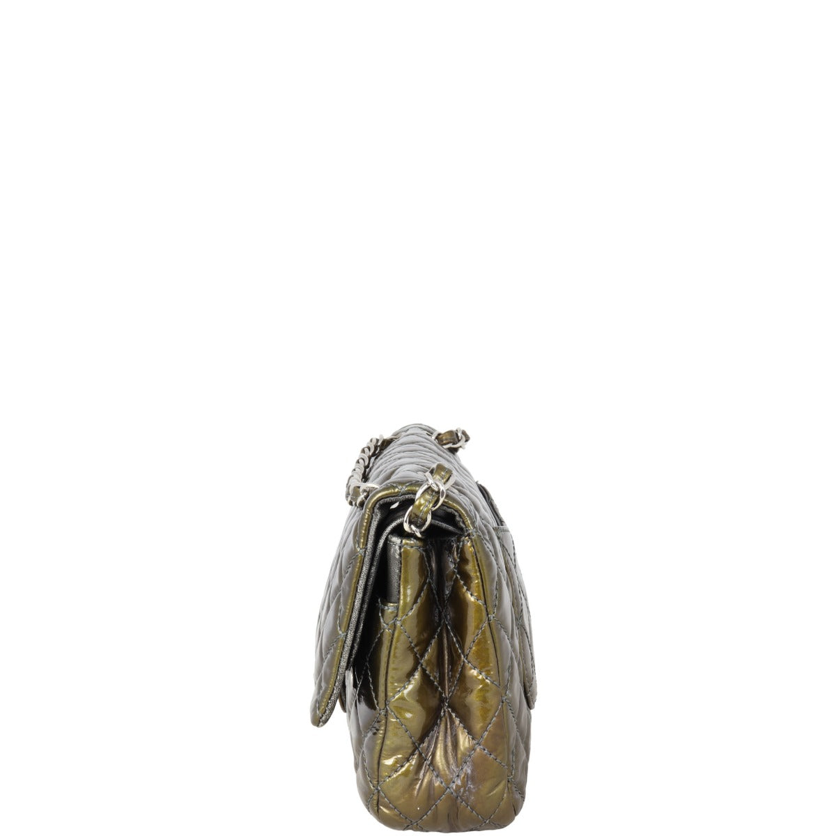 Chanel Classic Double Flap Medium Patent | Olive