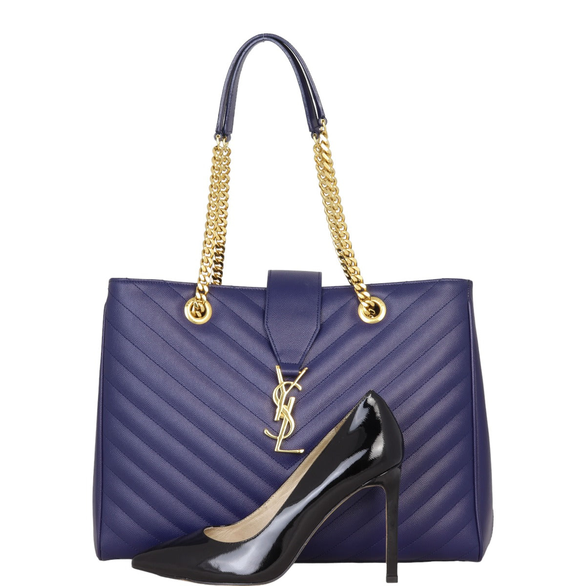 Saint Laurent Chevron Shopping Tote