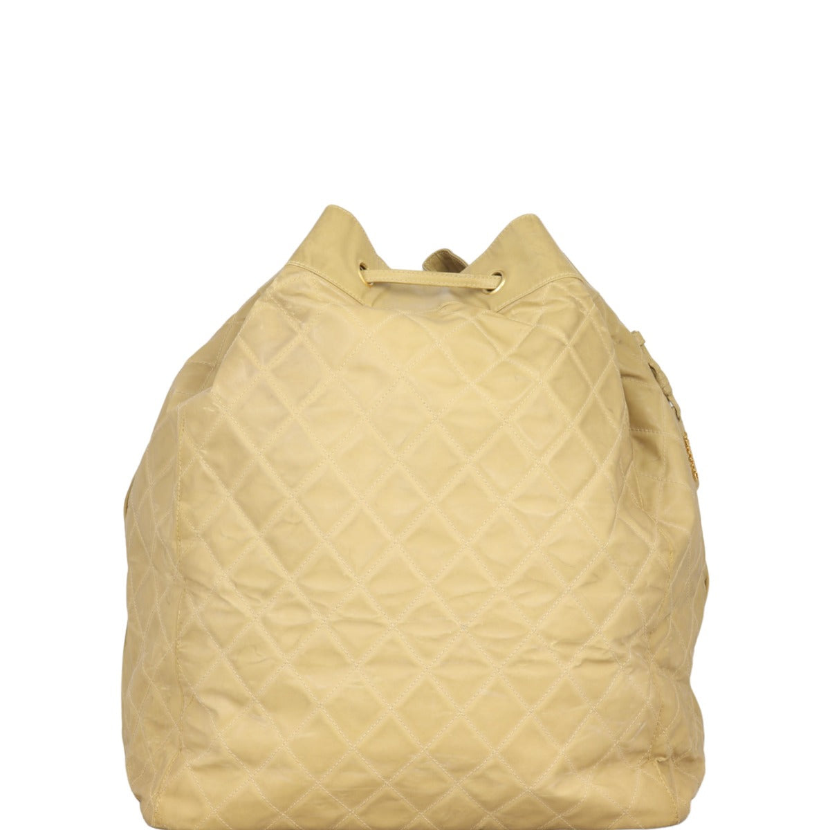 Chanel Quilted CC Drawstring Bucket Bag | Beige