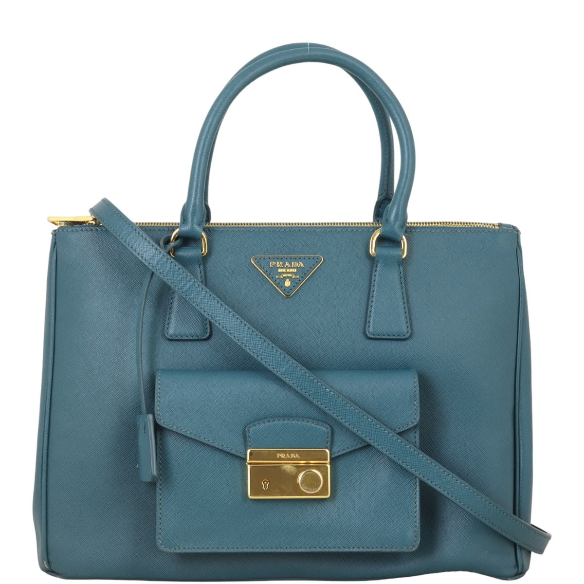 Prada Saffiano Lux Galleria Double Zip Pocket Tote Medium