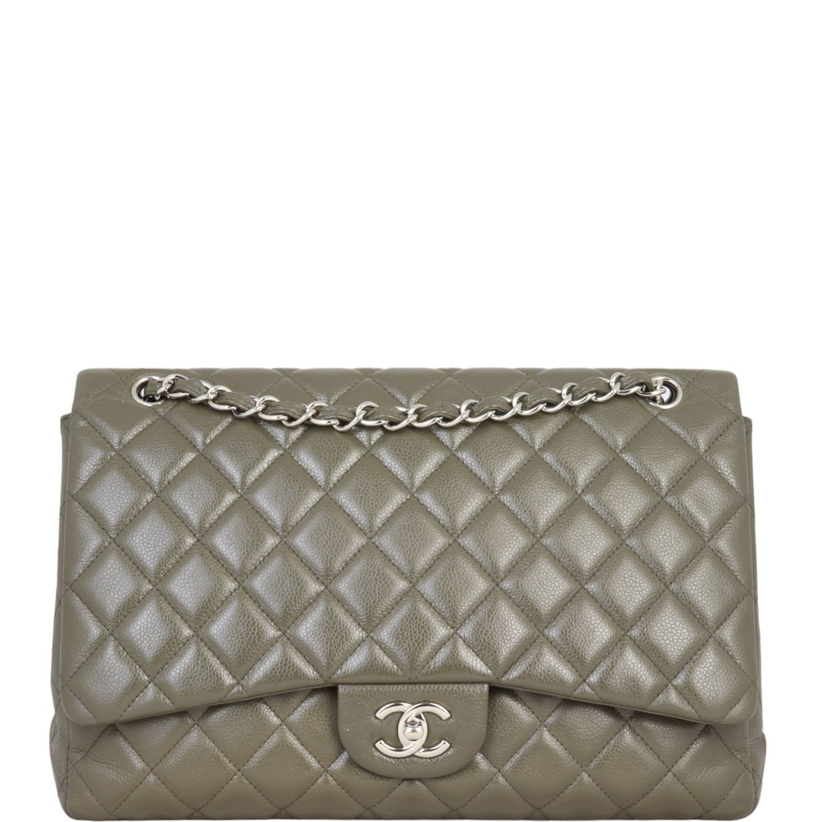 Chanel Classic Single Flap Maxi | Dark Grey Green