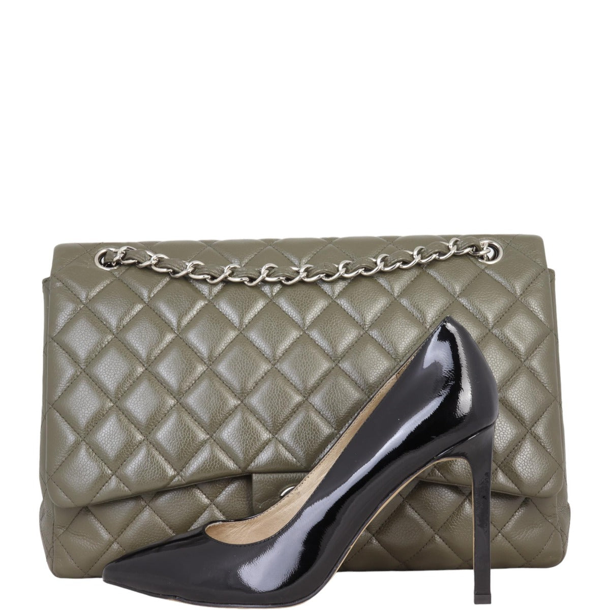 Chanel Classic Single Flap Maxi | Dark Grey Green