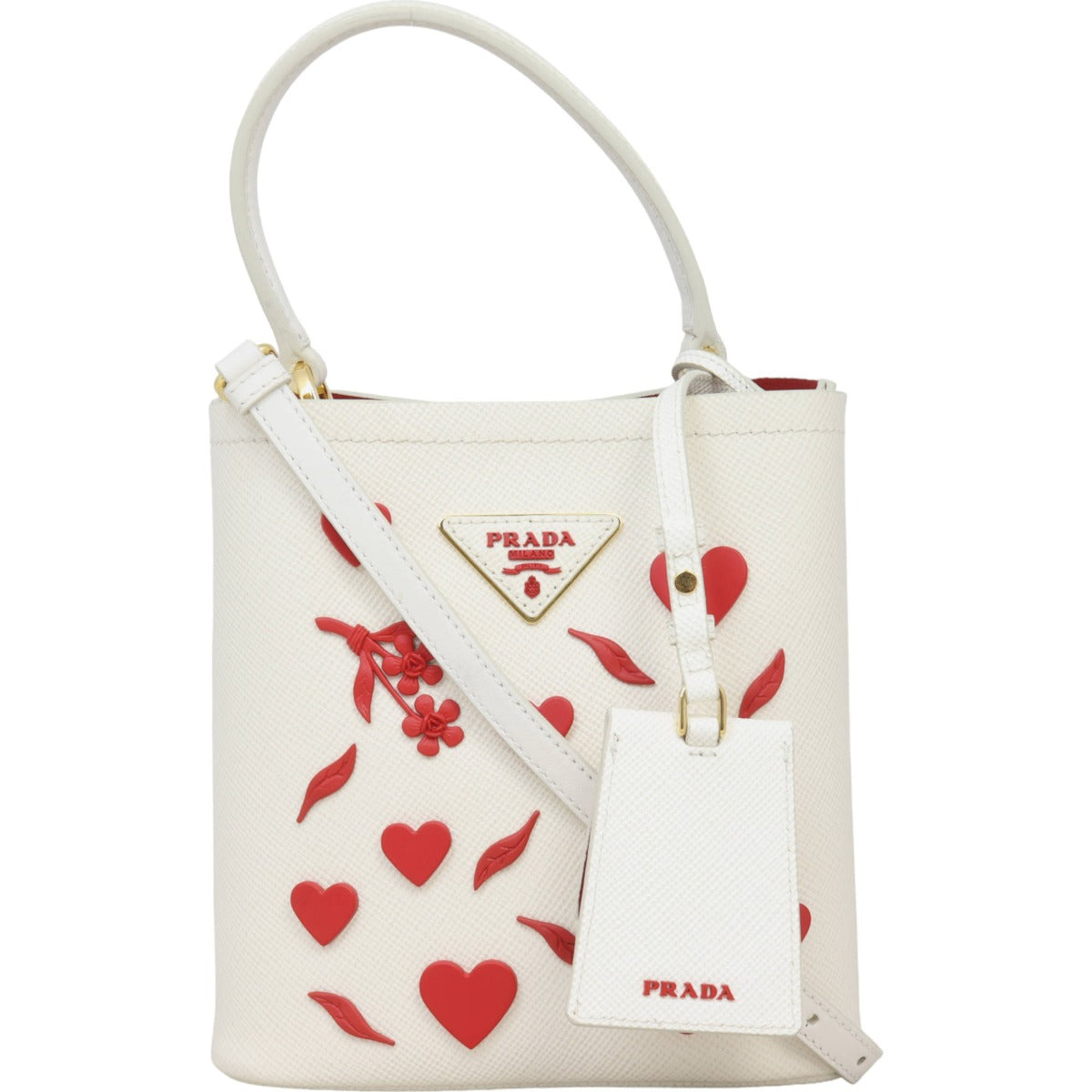 Prada Panier Saffiano Cuir Embellished Small Tote