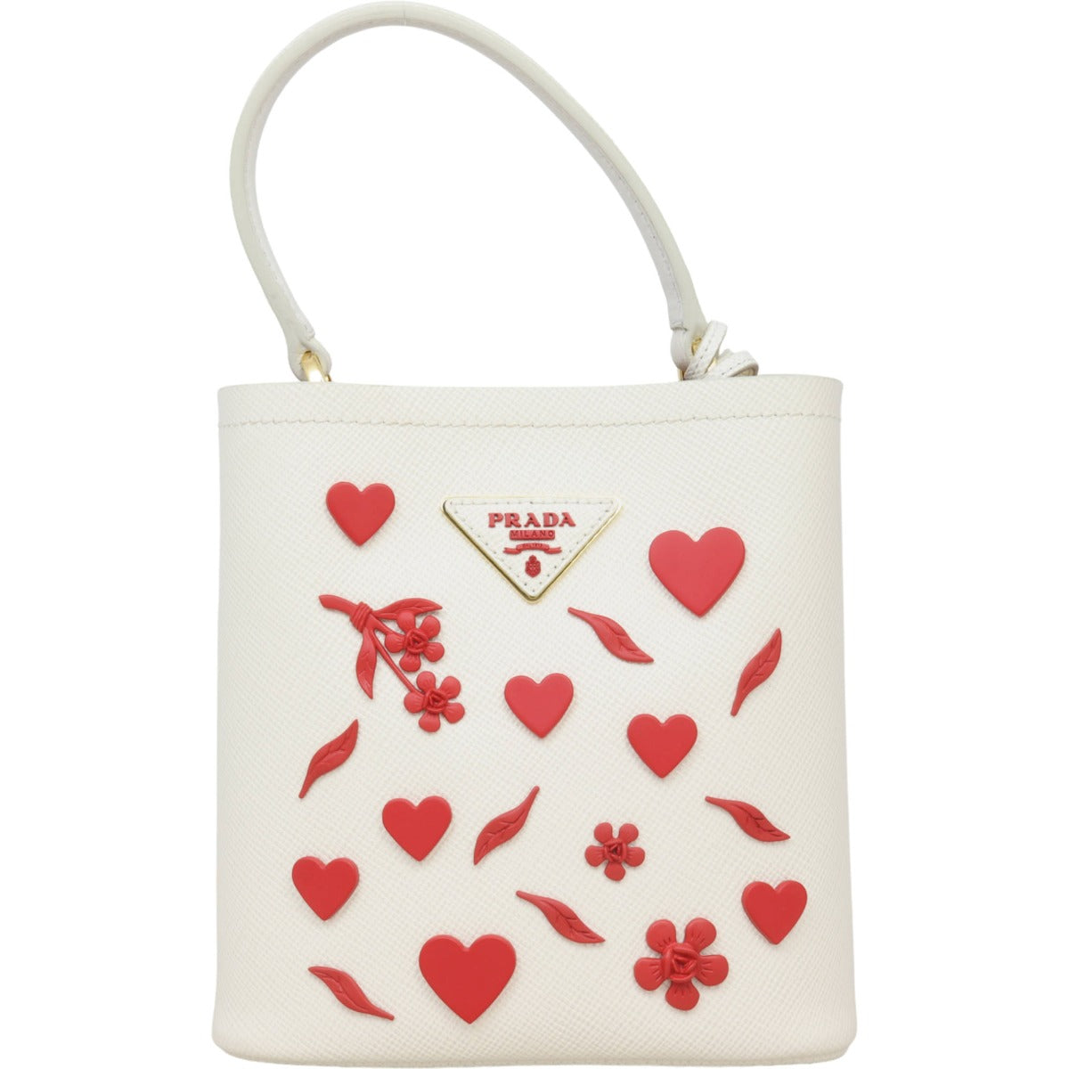 Prada Panier Saffiano Cuir Embellished Small Tote