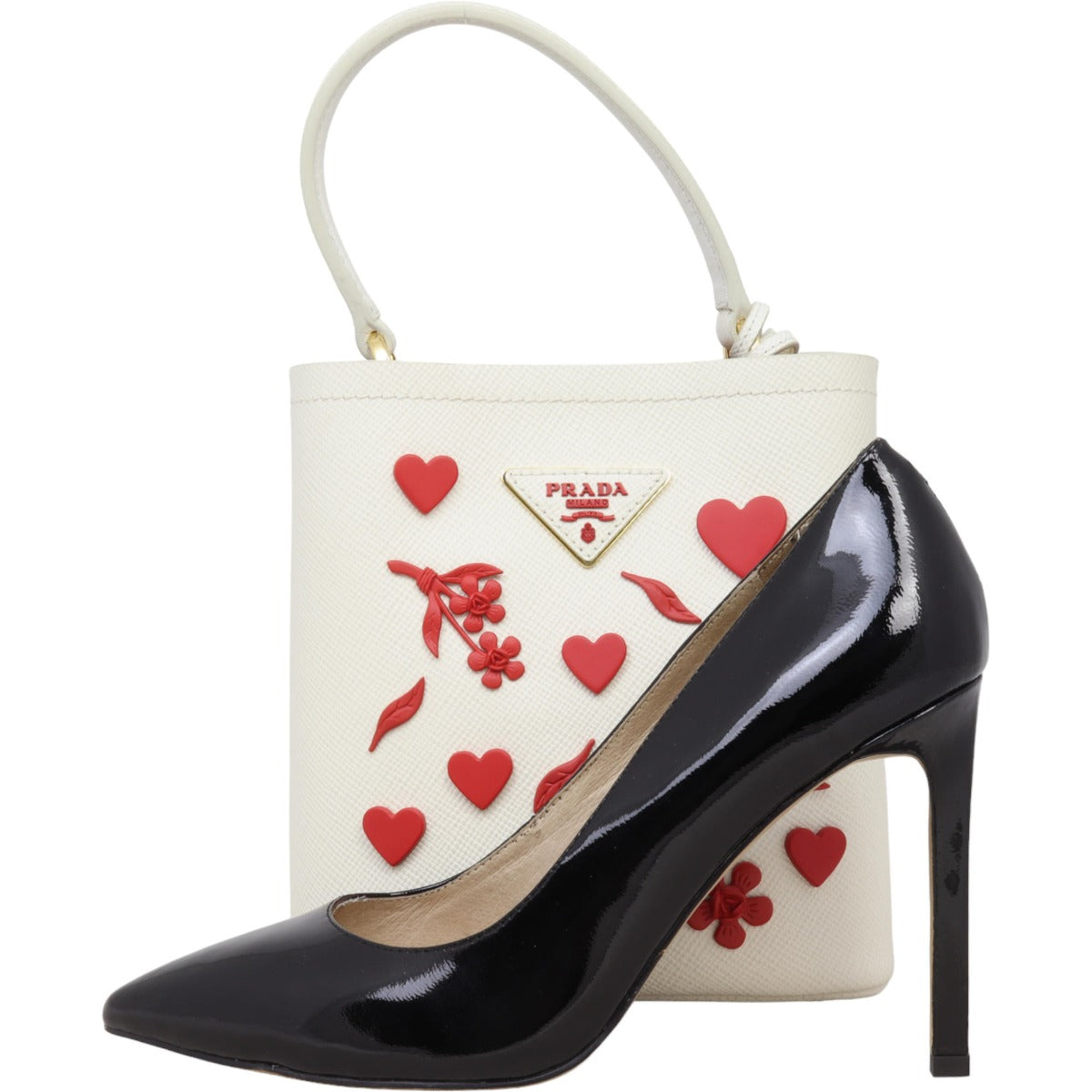 Prada Panier Saffiano Cuir Embellished Small Tote